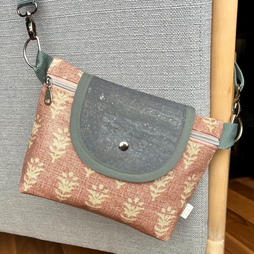 floral everyday oilcloth and cork leather crossbody bag